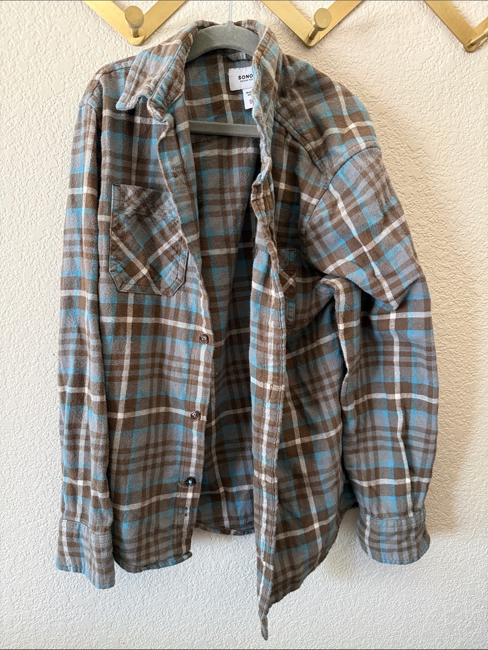 Boys Brown & Blue Plaid Flannel Jacket
